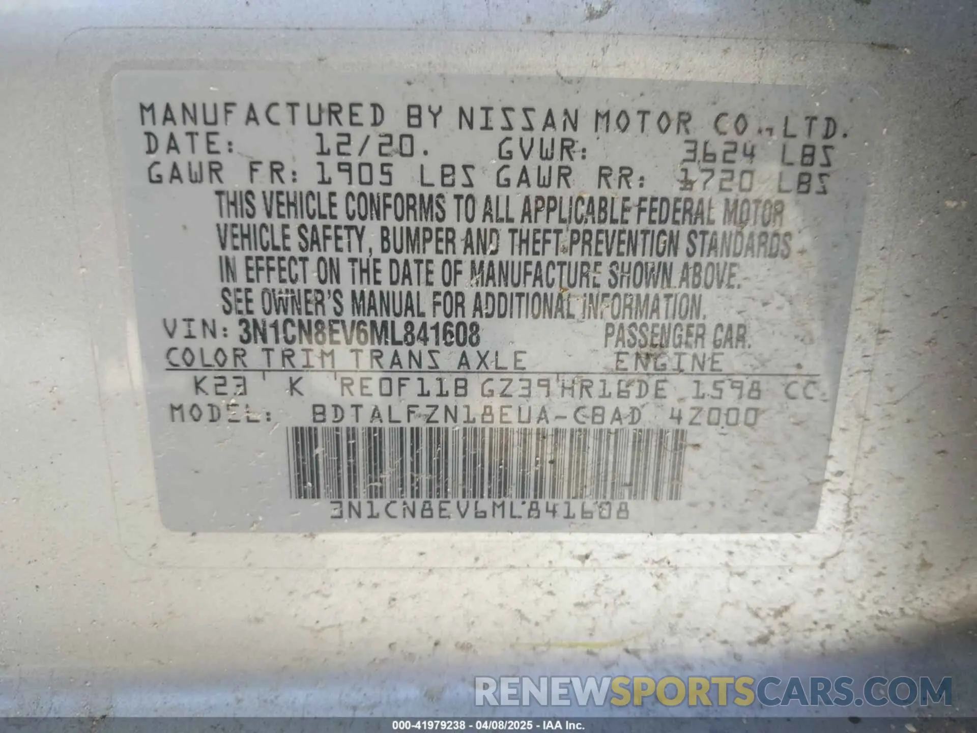 9 Фотография поврежденного автомобиля 3N1CN8EV6ML841608 NISSAN VERSA 2021