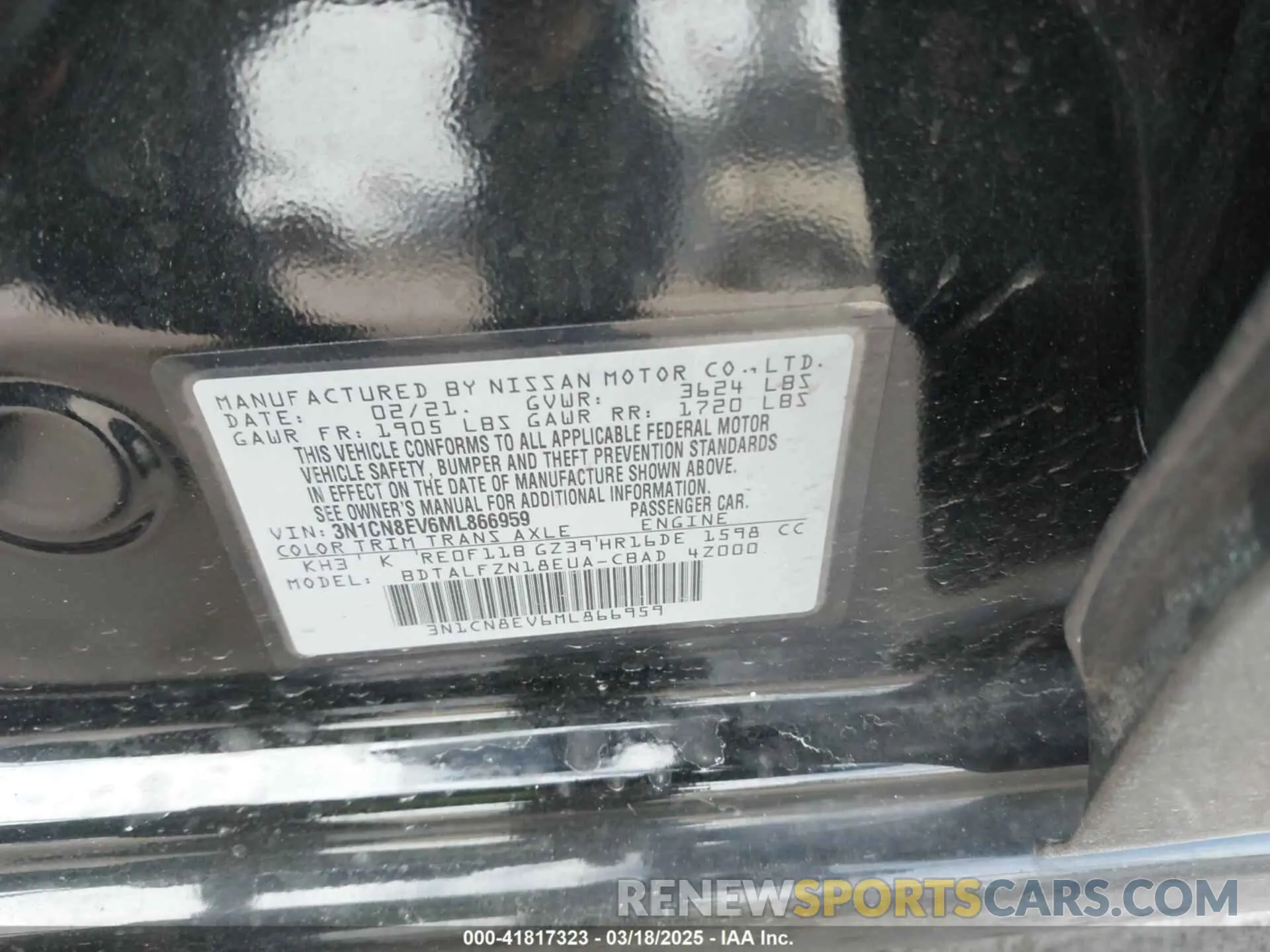 9 Фотография поврежденного автомобиля 3N1CN8EV6ML866959 NISSAN VERSA 2021