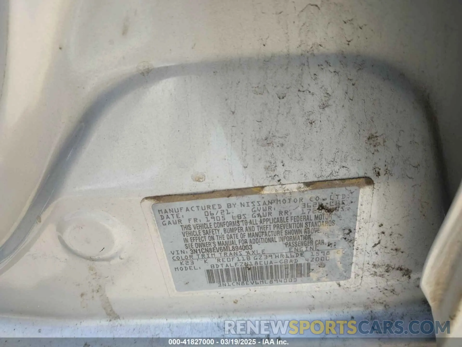 9 Фотография поврежденного автомобиля 3N1CN8EV6ML894003 NISSAN VERSA 2021