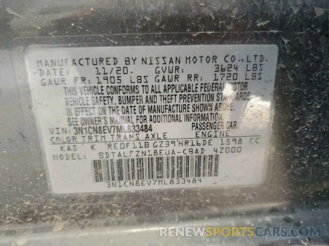 13 Photograph of a damaged car 3N1CN8EV7ML833484 NISSAN VERSA 2021