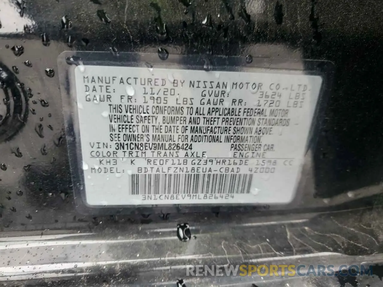 12 Photograph of a damaged car 3N1CN8EV9ML826424 NISSAN VERSA 2021