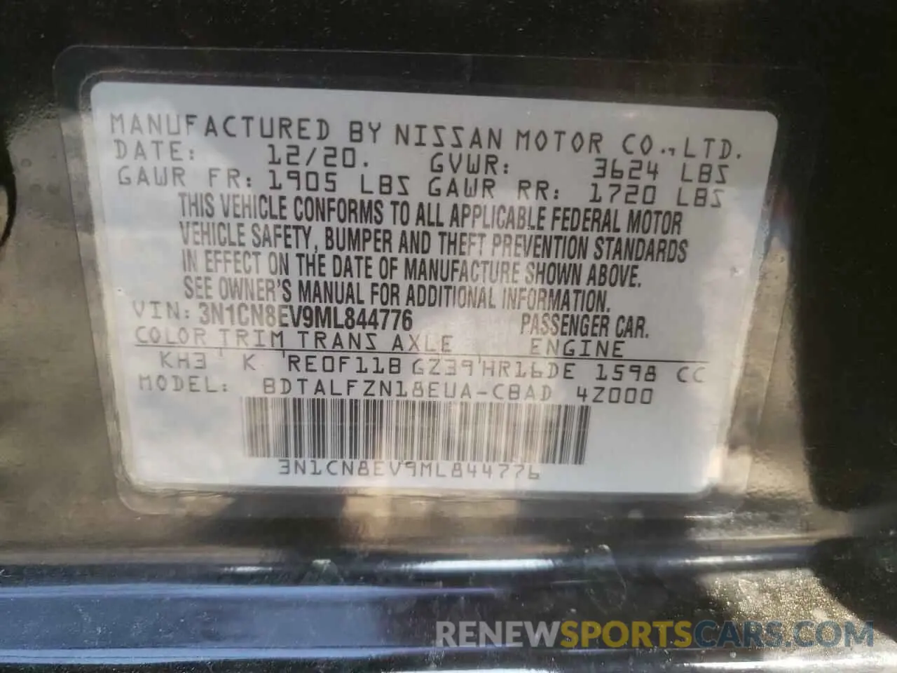 15 Photograph of a damaged car 3N1CN8EV9ML844776 NISSAN VERSA 2021