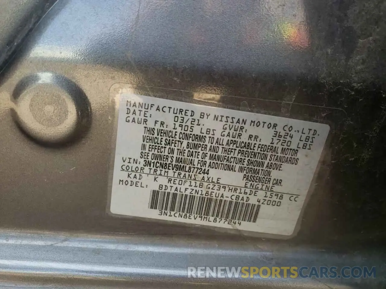 14 Фотография поврежденного автомобиля 3N1CN8EV9ML877244 NISSAN VERSA 2021