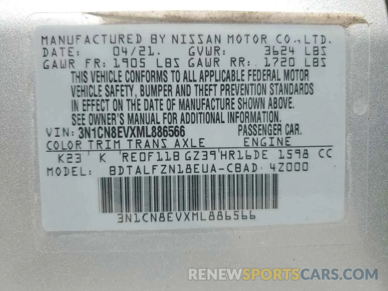 13 Фотография поврежденного автомобиля 3N1CN8EVXML886566 NISSAN VERSA 2021