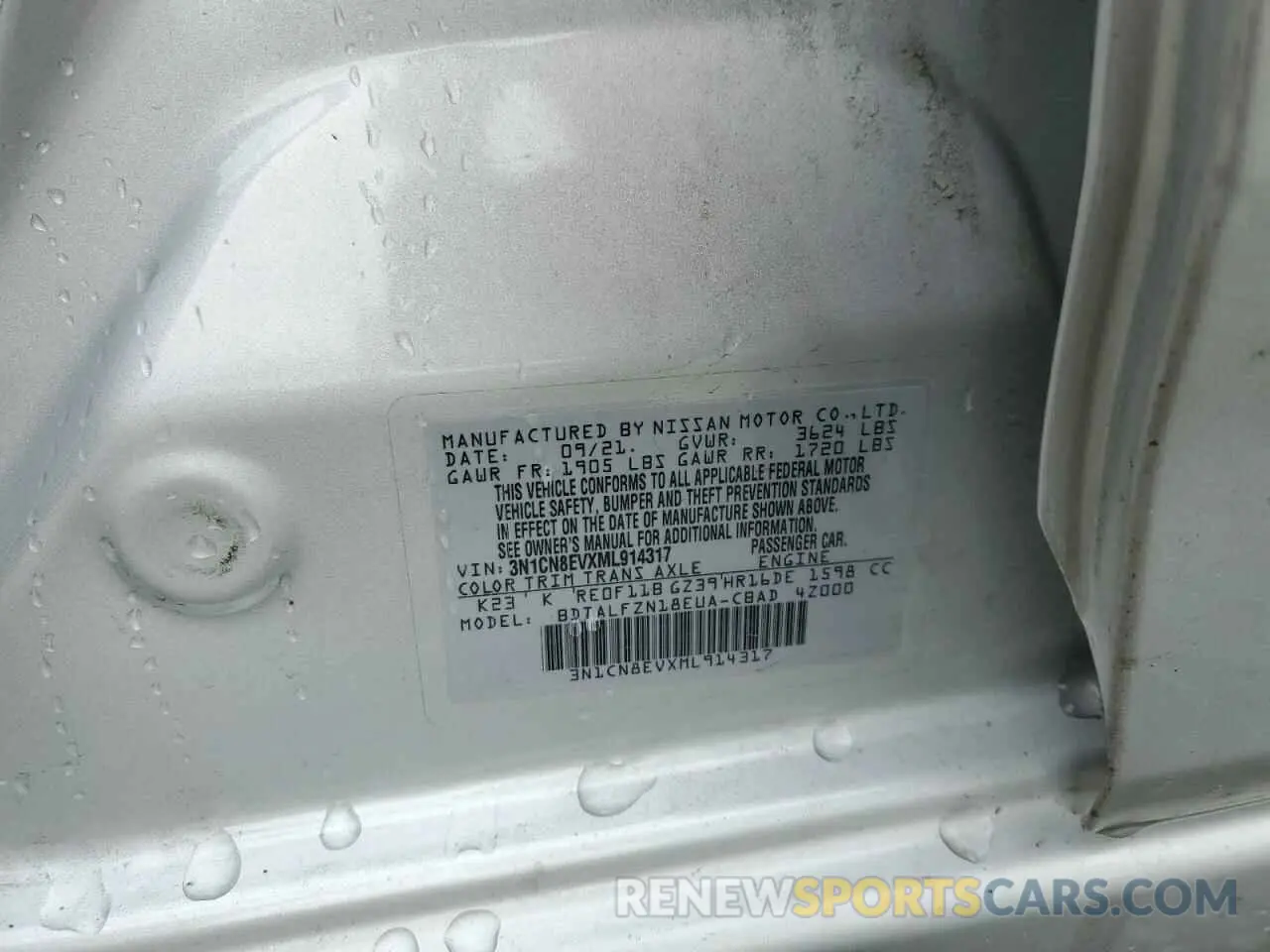 12 Фотография поврежденного автомобиля 3N1CN8EVXML914317 NISSAN VERSA 2021