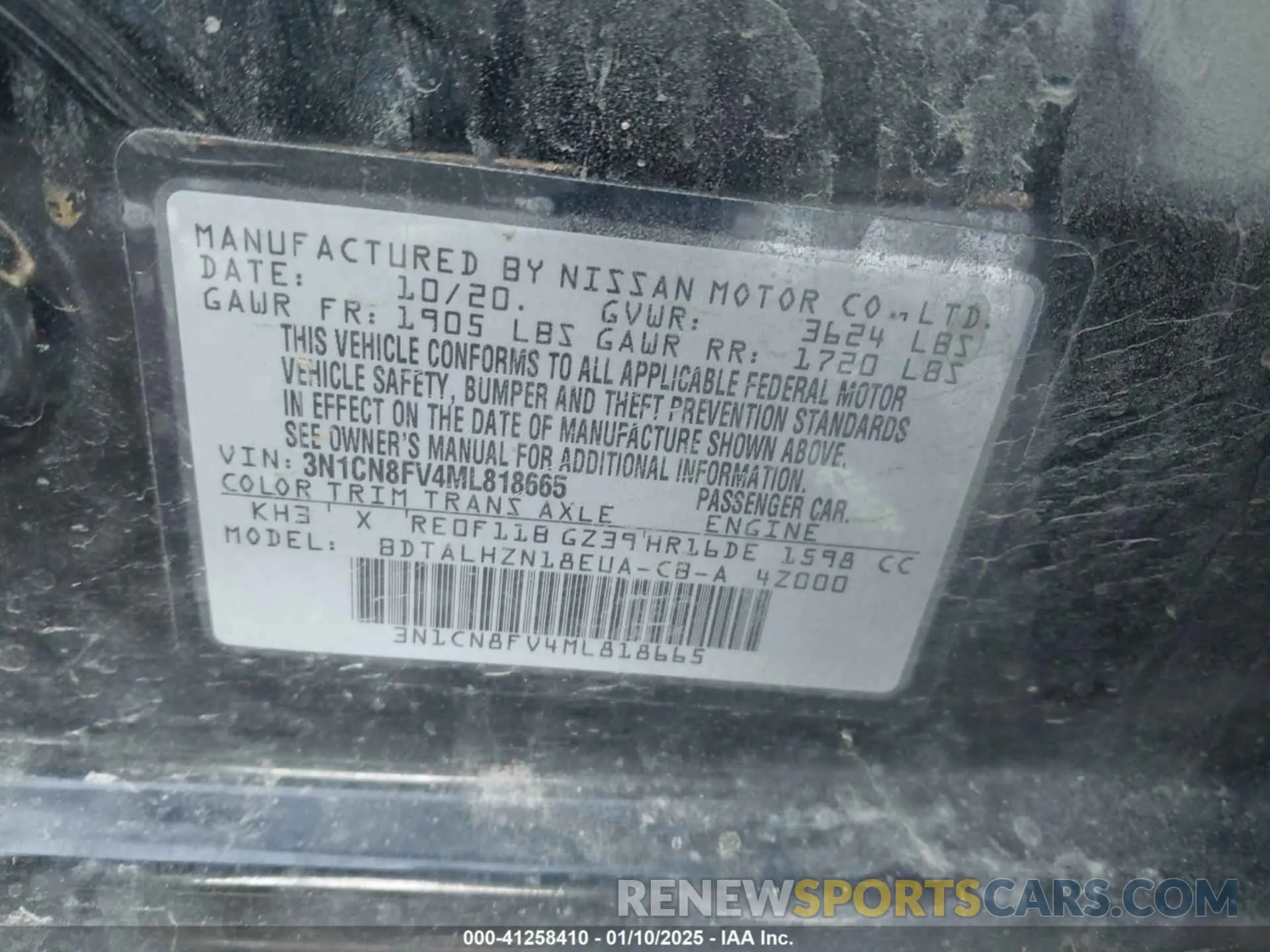 9 Фотография поврежденного автомобиля 3N1CN8FV4ML818665 NISSAN VERSA 2021