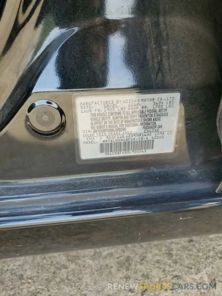 12 Photograph of a damaged car 3N1CN8FV5ML920265 NISSAN VERSA 2021