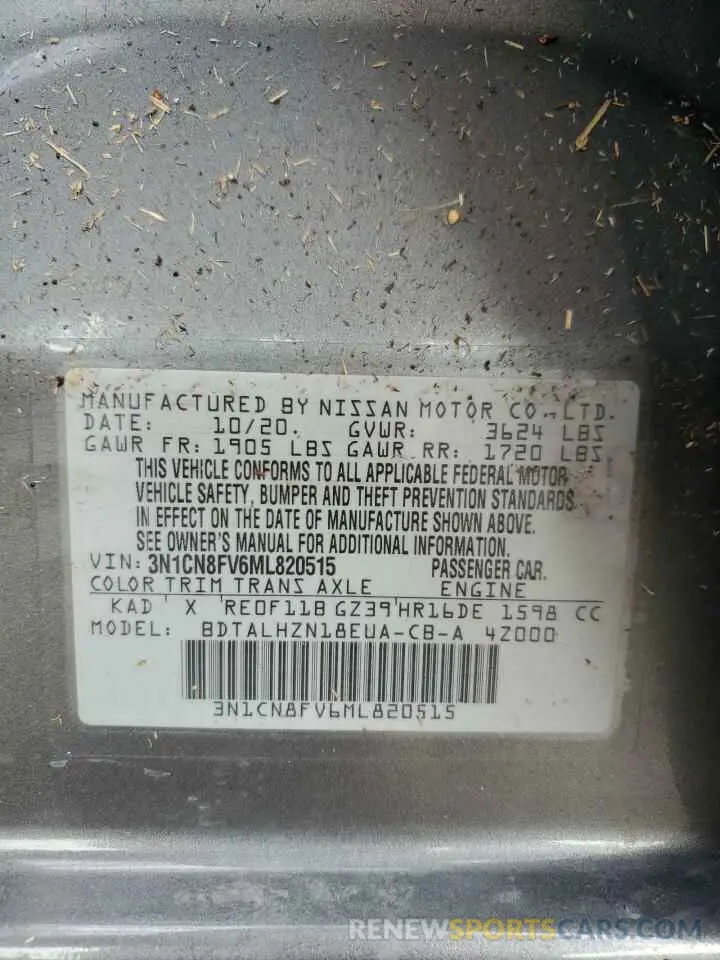 13 Фотография поврежденного автомобиля 3N1CN8FV6ML820515 NISSAN VERSA 2021