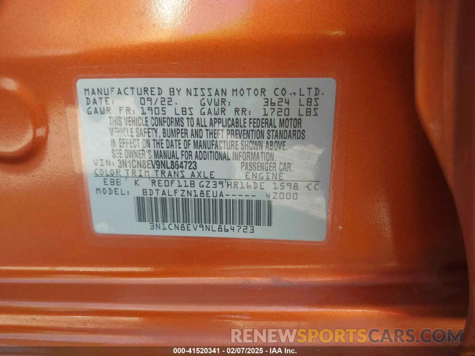 6 Фотография поврежденного автомобиля 3N1CN8EV9NL864723 NISSAN VERSA 2022