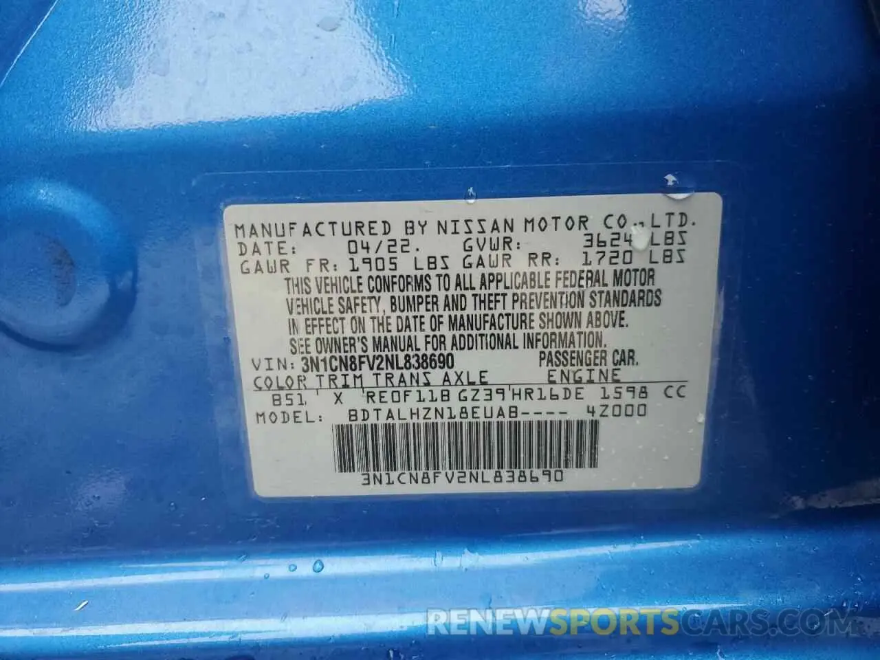 12 Photograph of a damaged car 3N1CN8FV2NL838690 NISSAN VERSA 2022