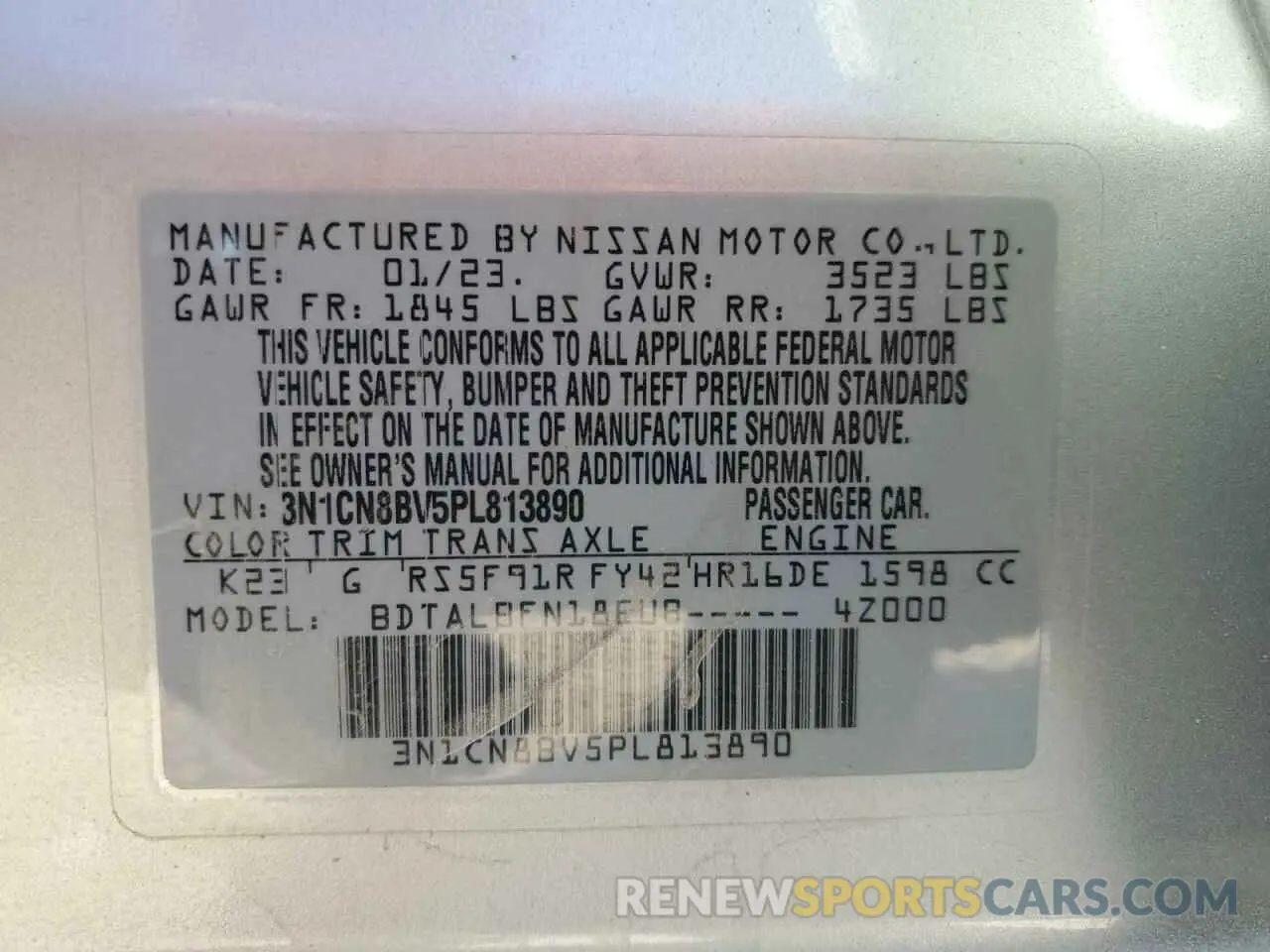 12 Фотография поврежденного автомобиля 3N1CN8BV5PL813890 NISSAN VERSA 2023