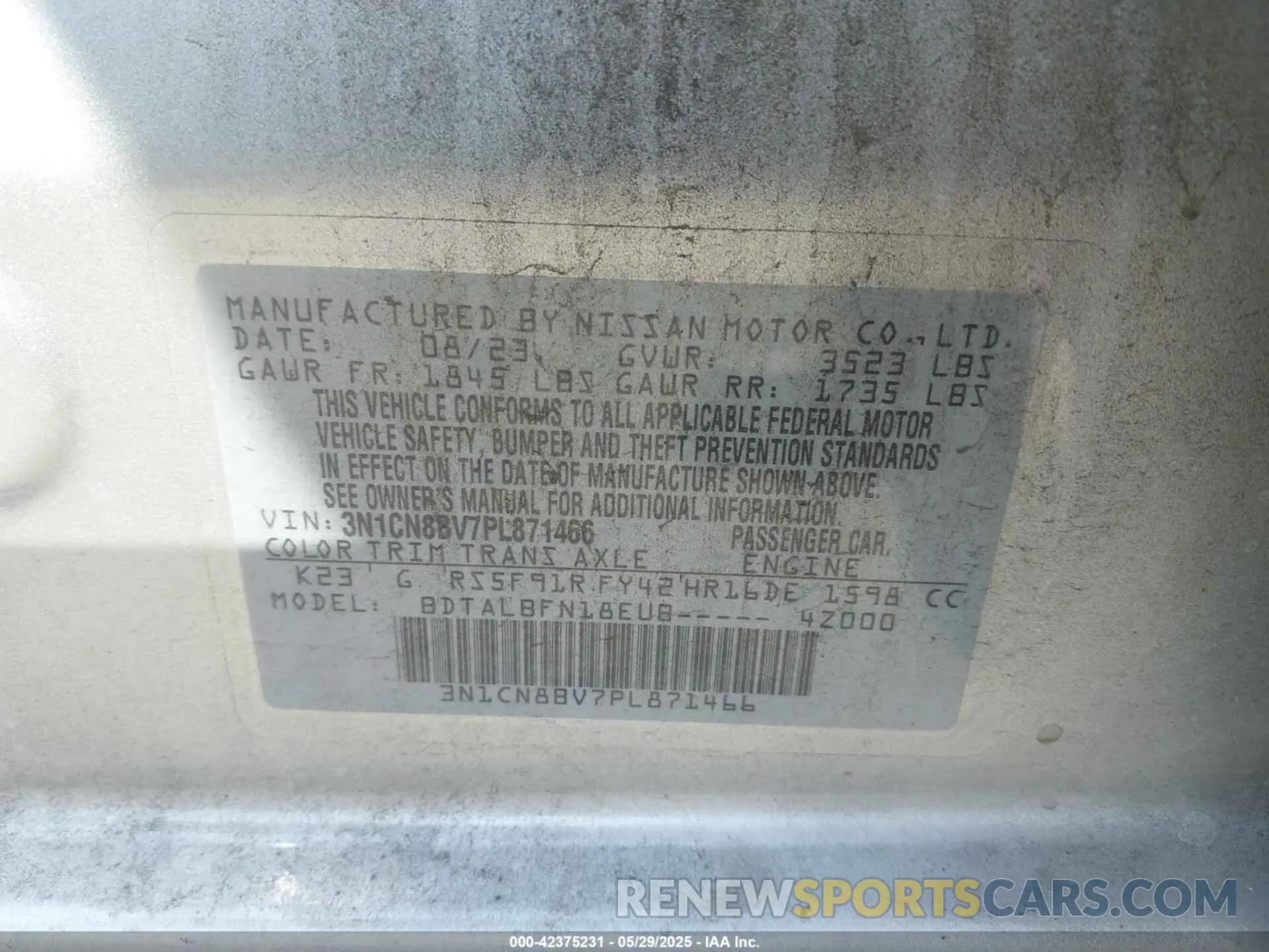 9 Photograph of a damaged car 3N1CN8BV7PL871466 NISSAN VERSA 2023