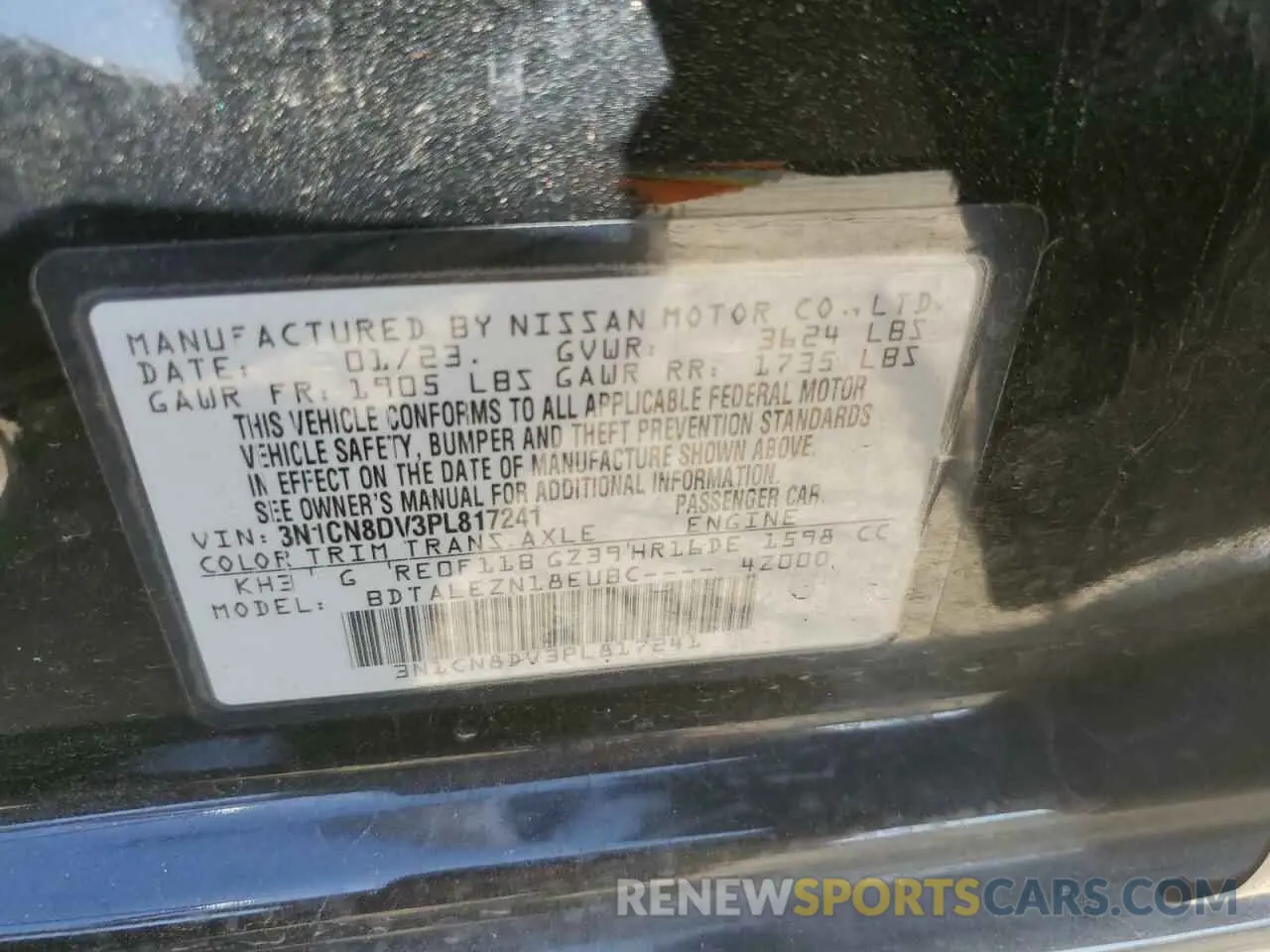 12 Photograph of a damaged car 3N1CN8DV3PL817241 NISSAN VERSA 2023