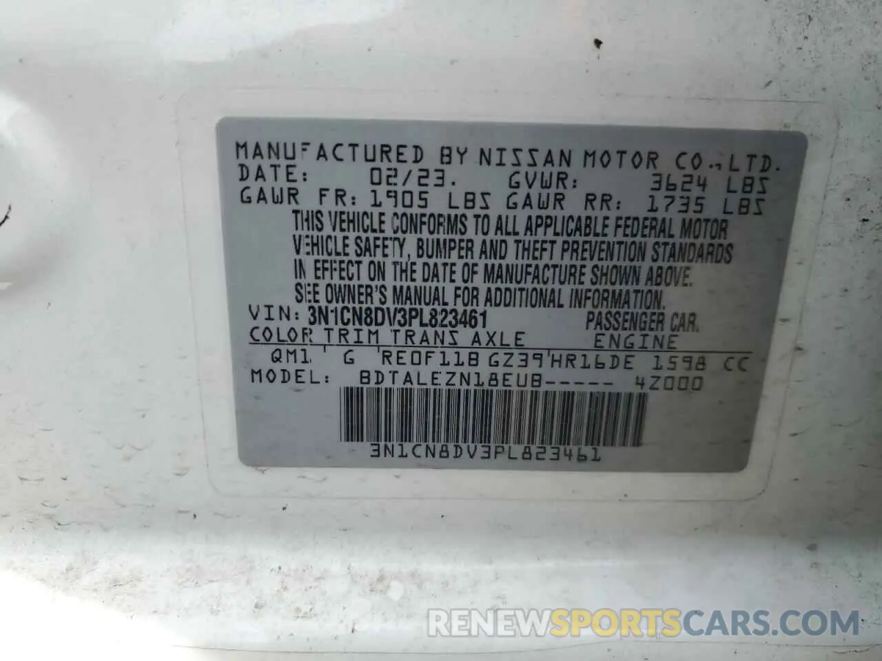 12 Photograph of a damaged car 3N1CN8DV3PL823461 NISSAN VERSA 2023