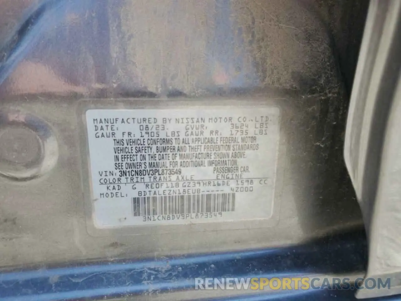 13 Photograph of a damaged car 3N1CN8DV3PL873549 NISSAN VERSA 2023