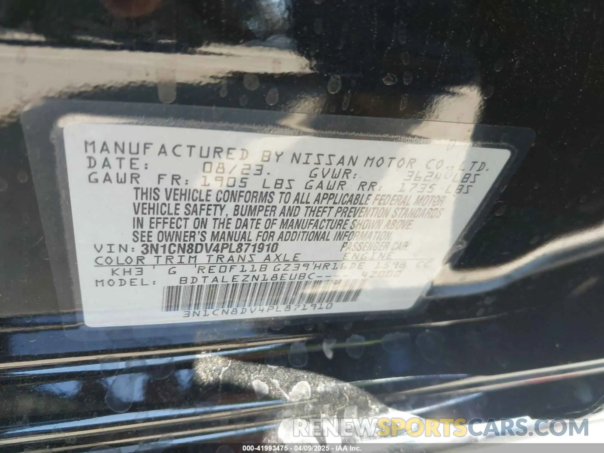 9 Photograph of a damaged car 3N1CN8DV4PL871910 NISSAN VERSA 2023