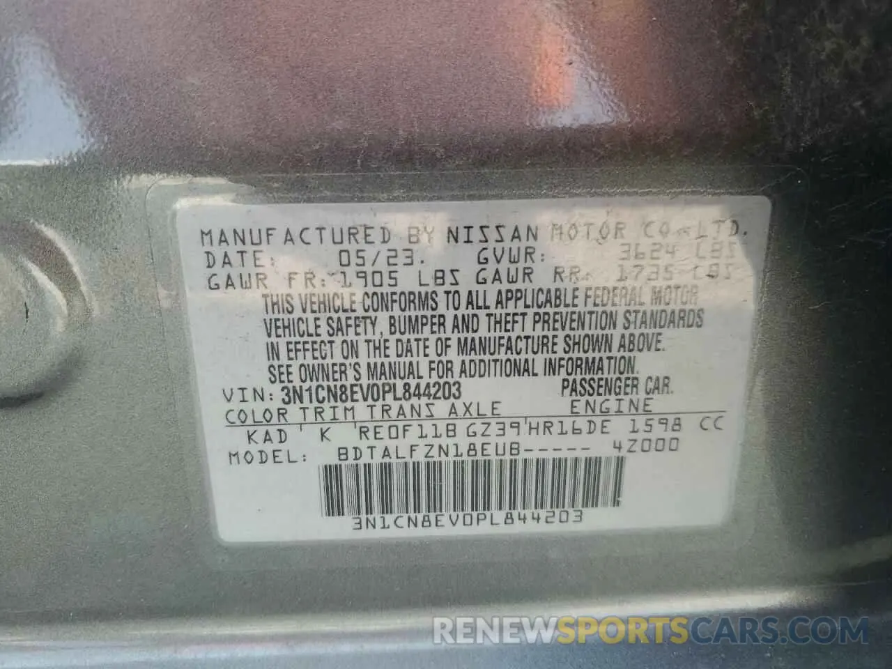 13 Photograph of a damaged car 3N1CN8EV0PL844203 NISSAN VERSA 2023