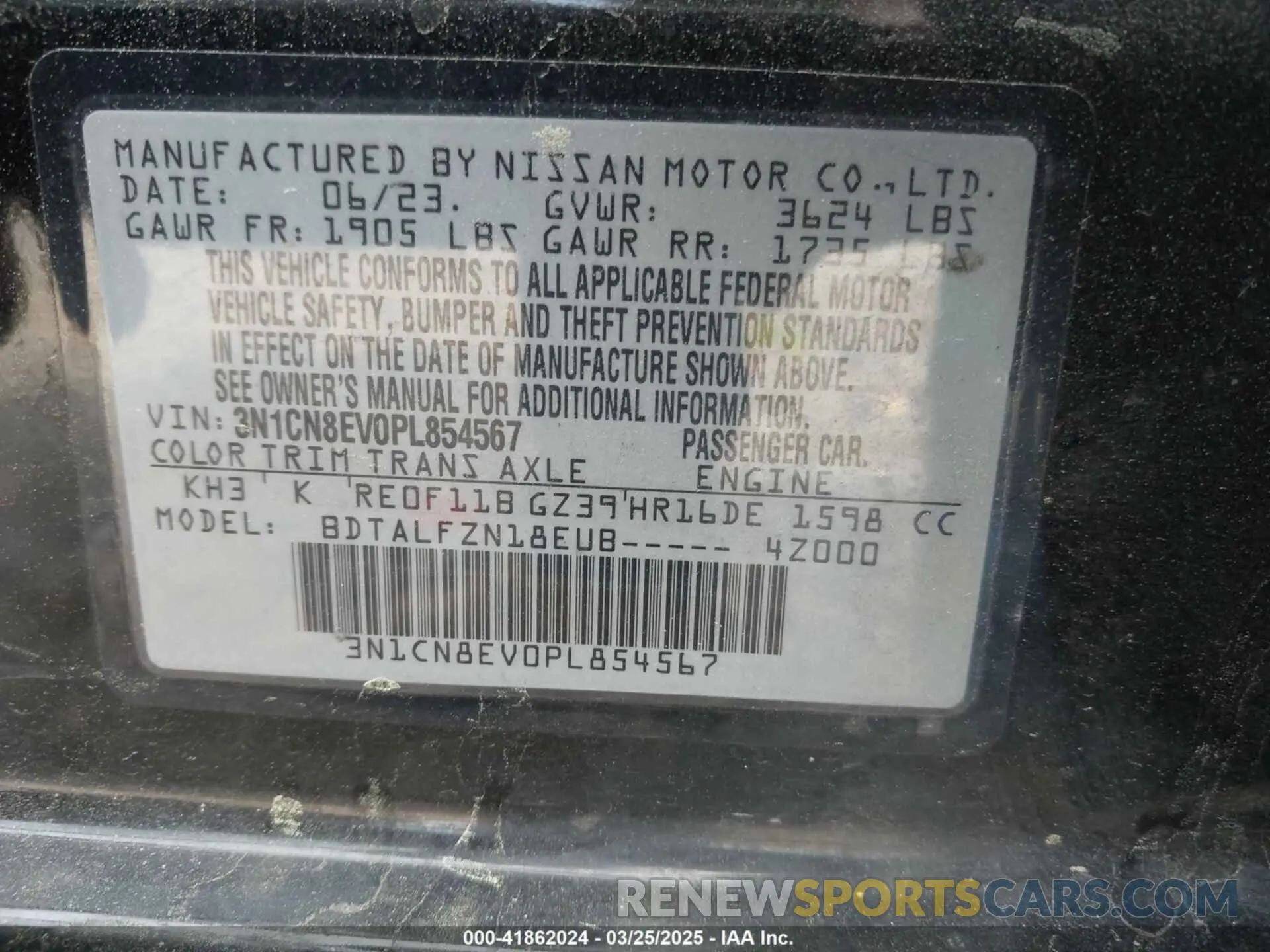 9 Photograph of a damaged car 3N1CN8EV0PL854567 NISSAN VERSA 2023