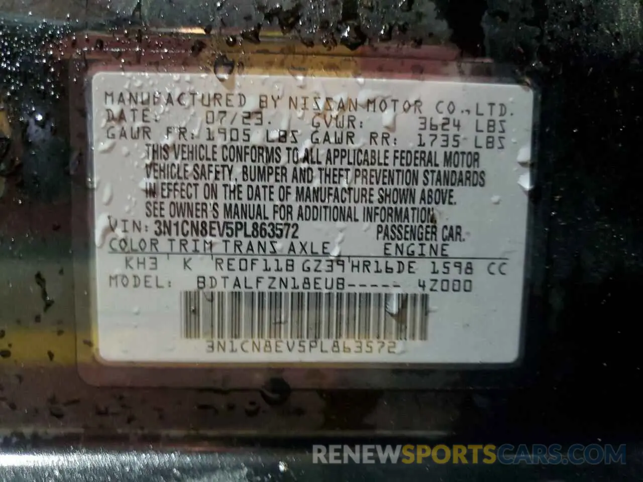 13 Фотография поврежденного автомобиля 3N1CN8EV5PL863572 NISSAN VERSA 2023