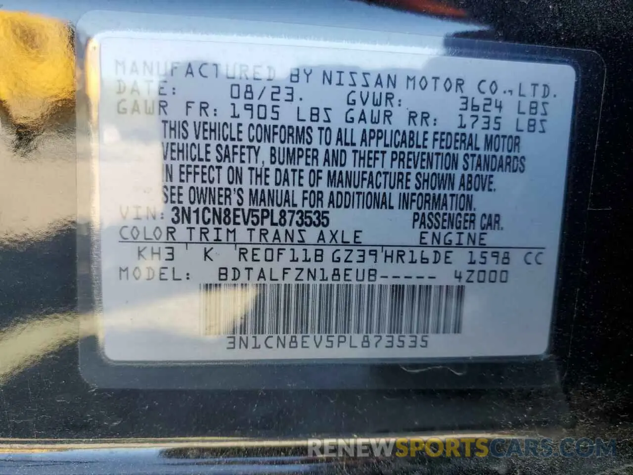 14 Photograph of a damaged car 3N1CN8EV5PL873535 NISSAN VERSA 2023