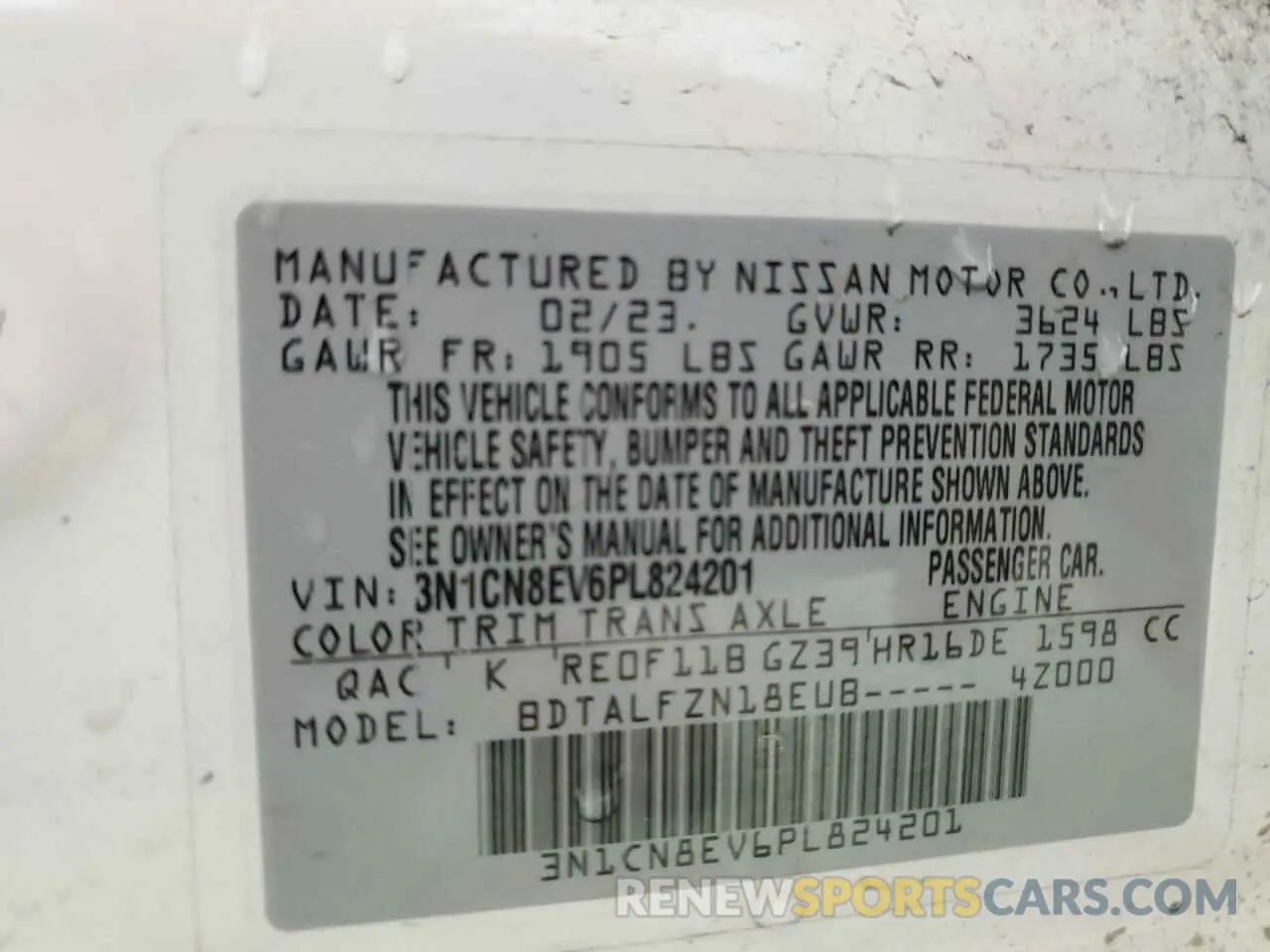 12 Photograph of a damaged car 3N1CN8EV6PL824201 NISSAN VERSA 2023