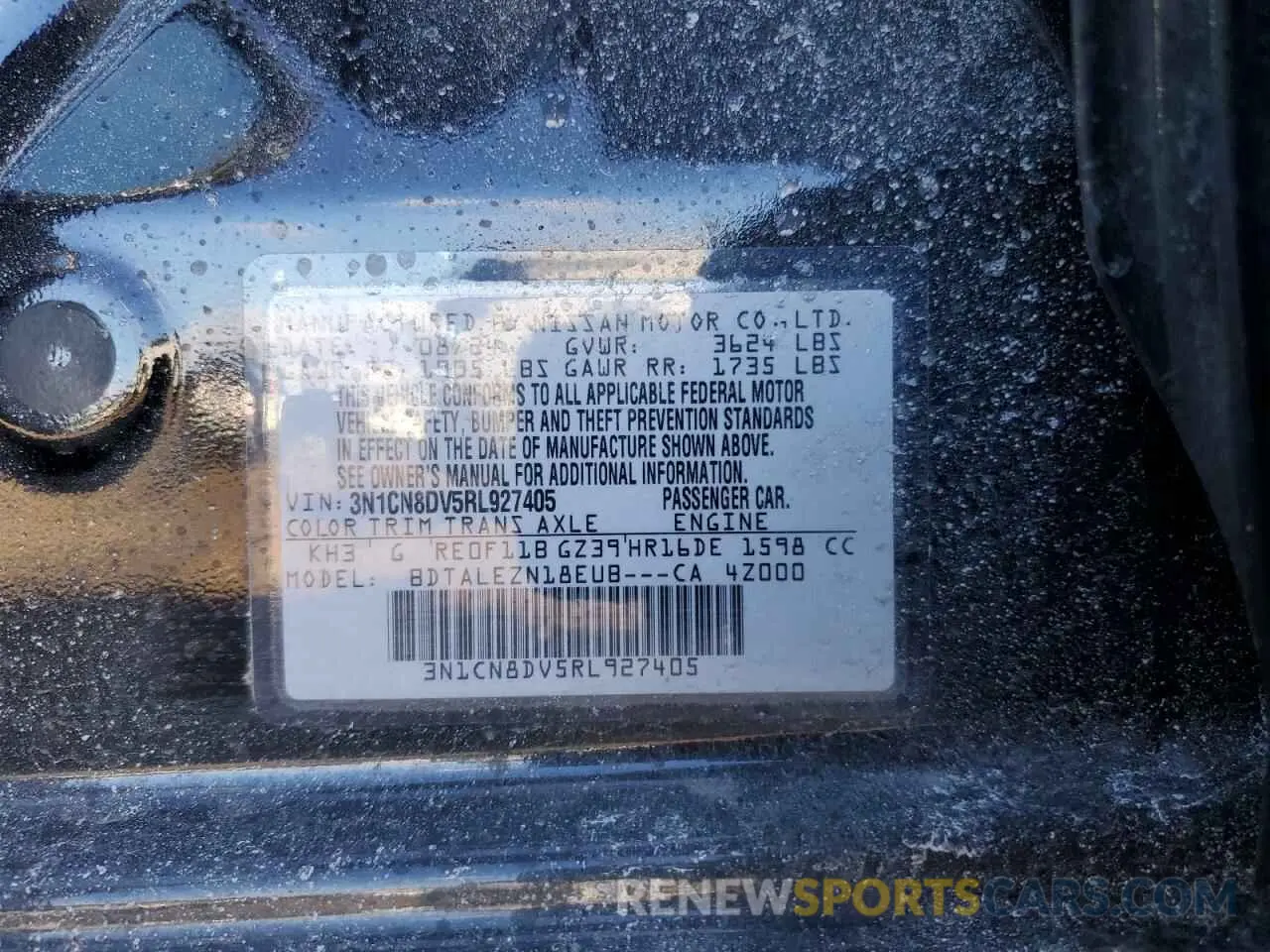 14 Photograph of a damaged car 3N1CN8DV5RL927405 NISSAN VERSA 2024