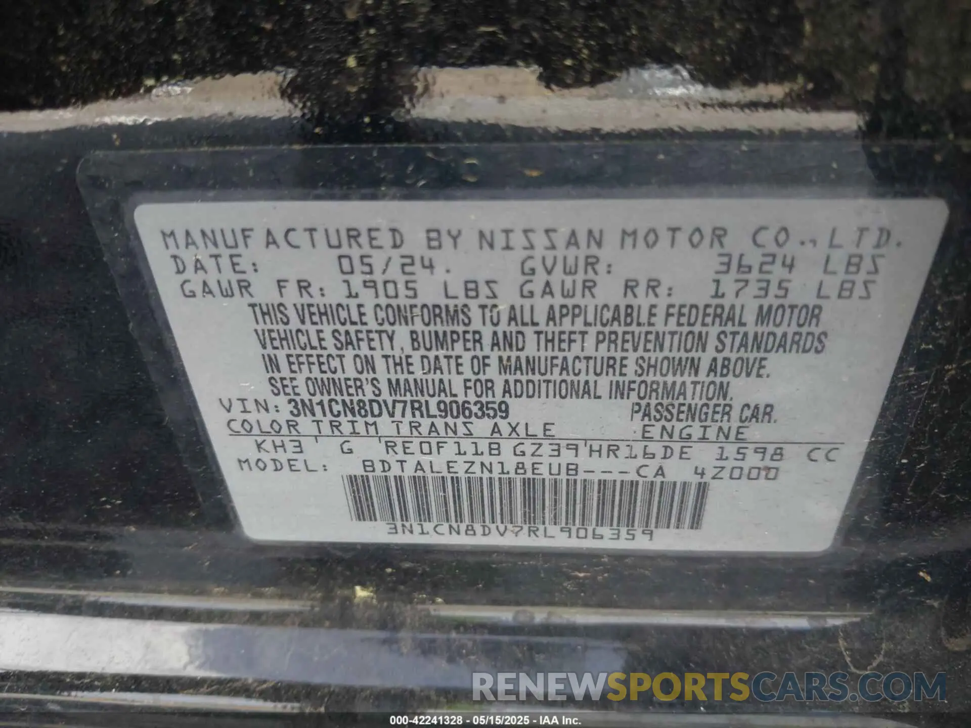 9 Фотография поврежденного автомобиля 3N1CN8DV7RL906359 NISSAN VERSA 2024