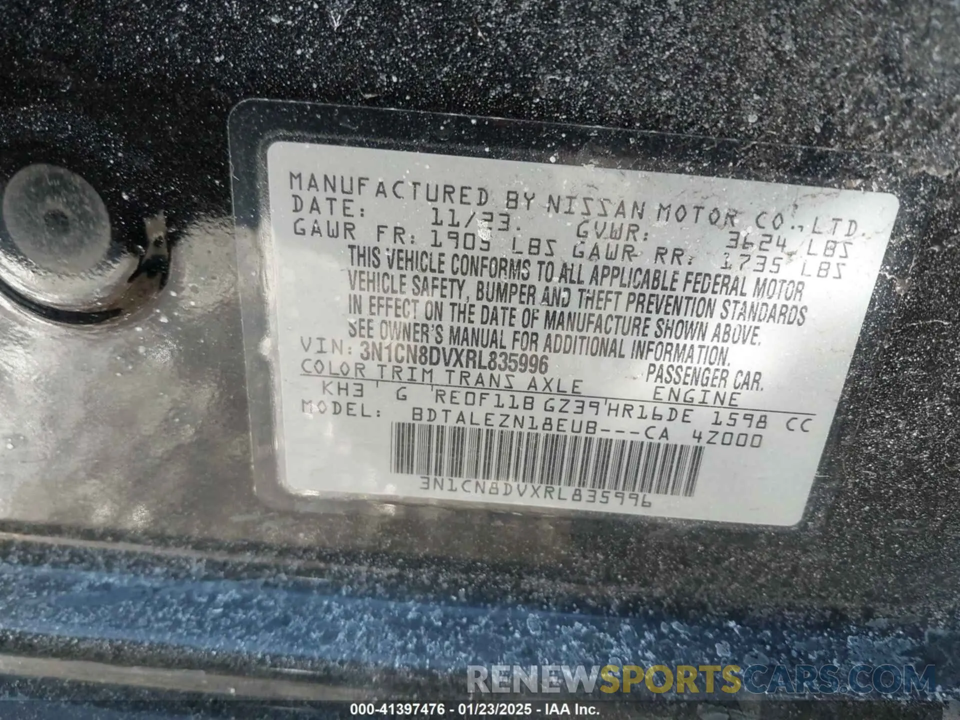 9 Фотография поврежденного автомобиля 3N1CN8DVXRL835996 NISSAN VERSA 2024