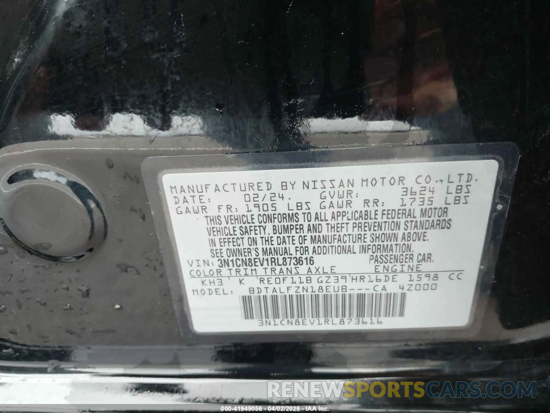 9 Фотография поврежденного автомобиля 3N1CN8EV1RL873616 NISSAN VERSA 2024
