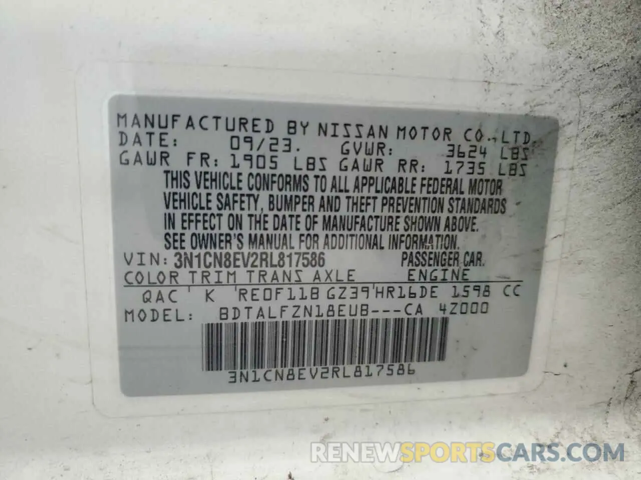 12 Photograph of a damaged car 3N1CN8EV2RL817586 NISSAN VERSA 2024