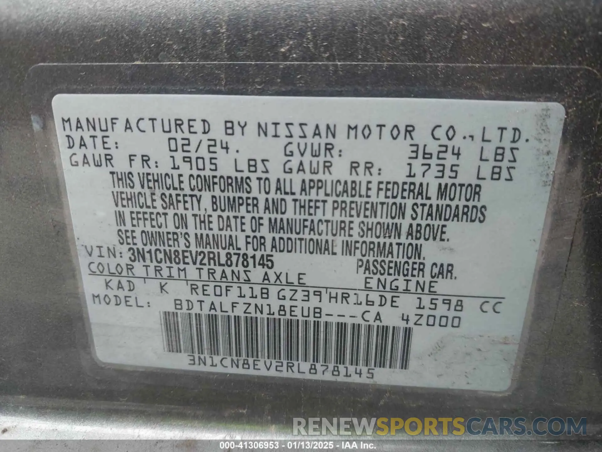 9 Photograph of a damaged car 3N1CN8EV2RL878145 NISSAN VERSA 2024