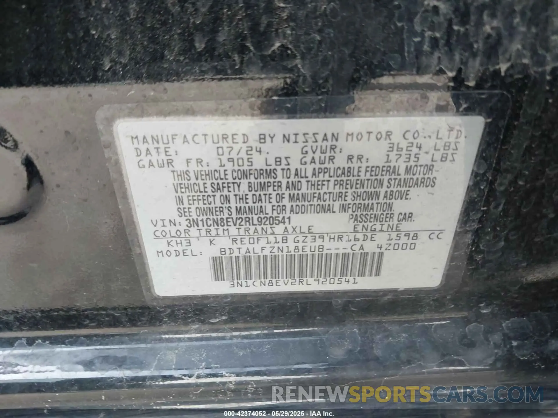 9 Photograph of a damaged car 3N1CN8EV2RL920541 NISSAN VERSA 2024