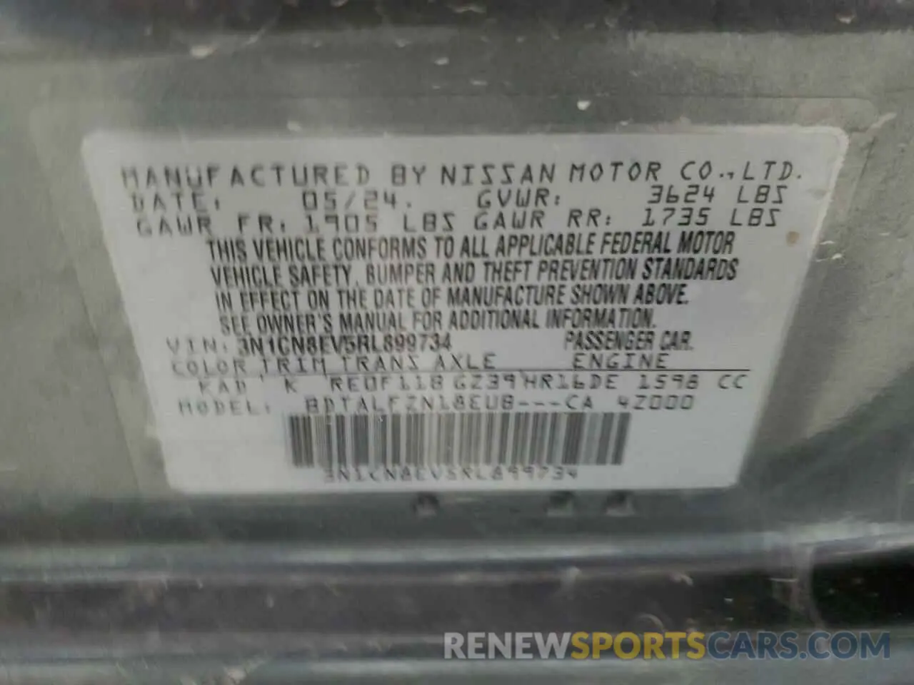 12 Photograph of a damaged car 3N1CN8EV5RL899734 NISSAN VERSA 2024