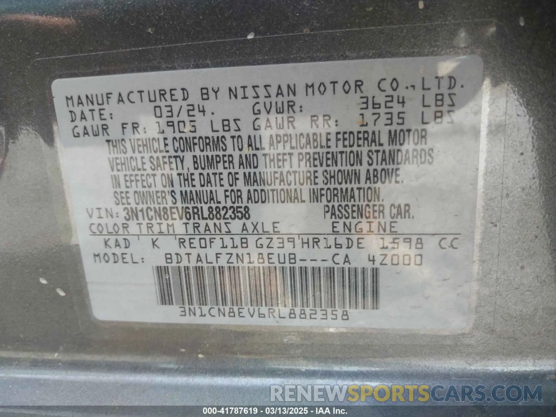 9 Фотография поврежденного автомобиля 3N1CN8EV6RL882358 NISSAN VERSA 2024