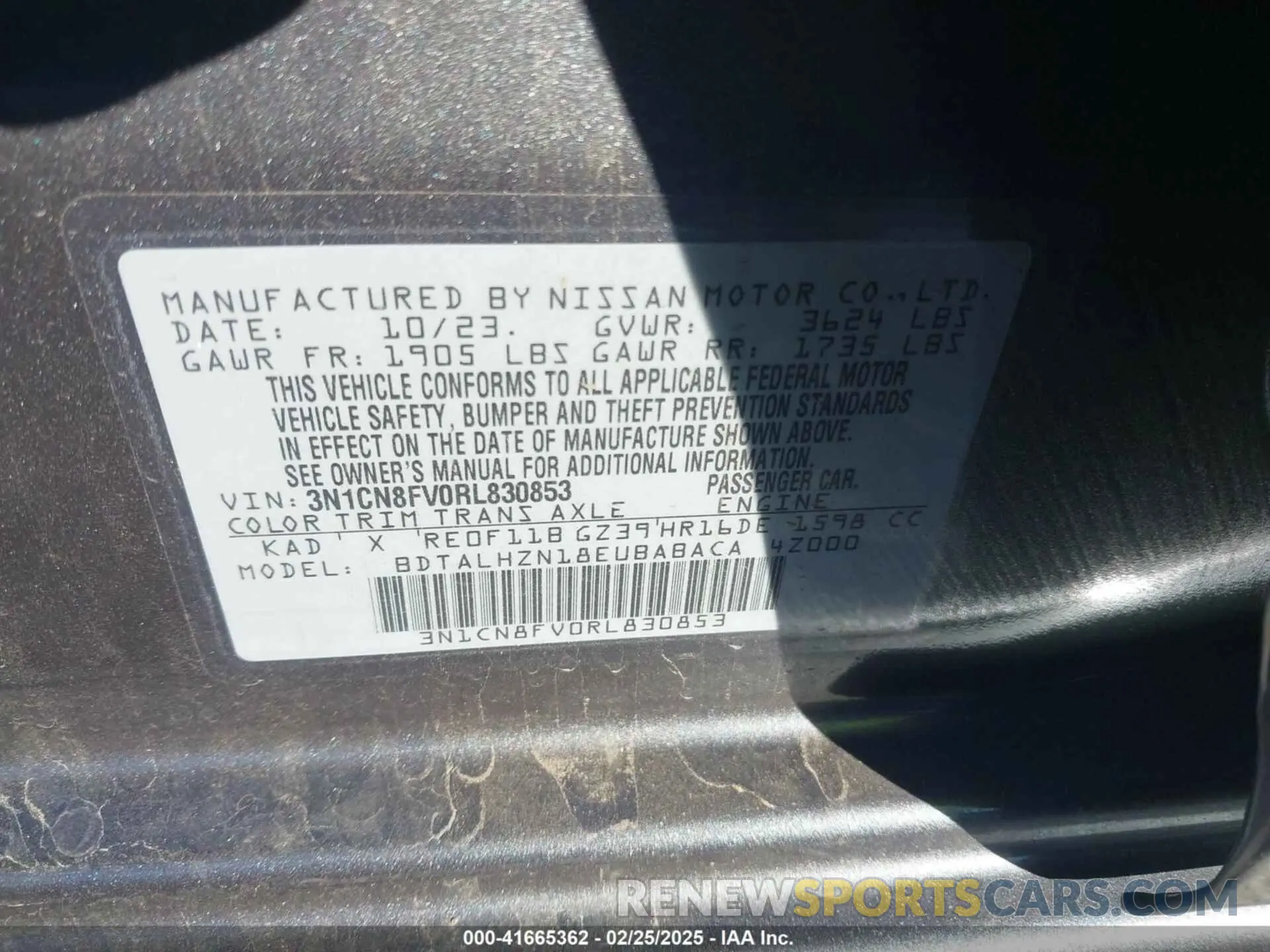9 Photograph of a damaged car 3N1CN8FV0RL830853 NISSAN VERSA 2024