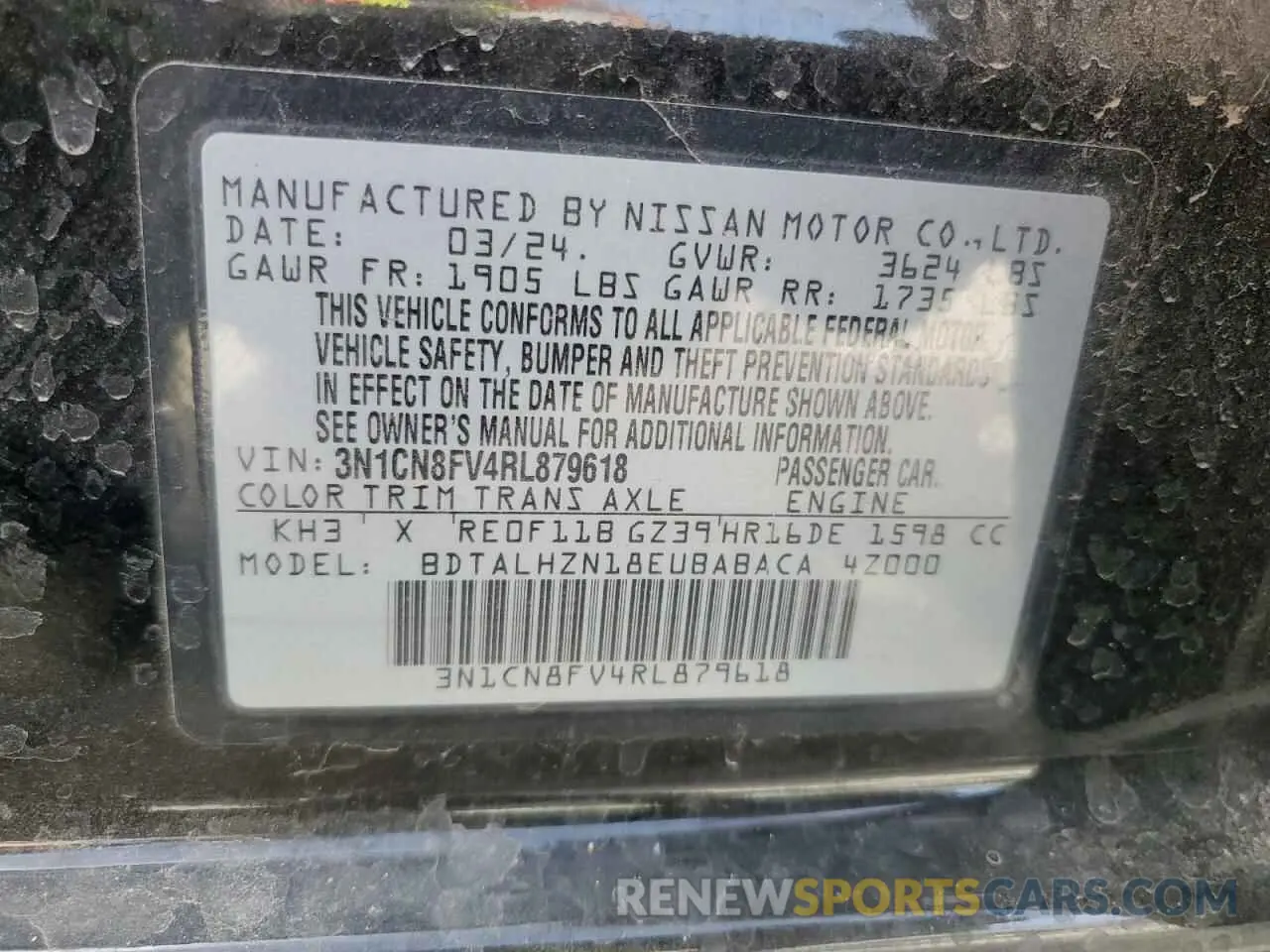 12 Photograph of a damaged car 3N1CN8FV4RL879618 NISSAN VERSA 2024