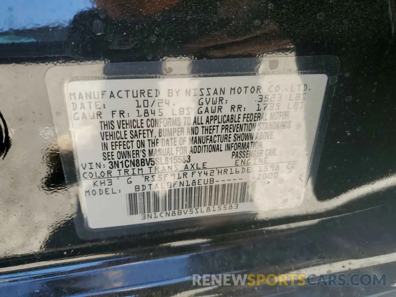 13 Photograph of a damaged car 3N1CN8BV5SL815583 NISSAN VERSA 2025