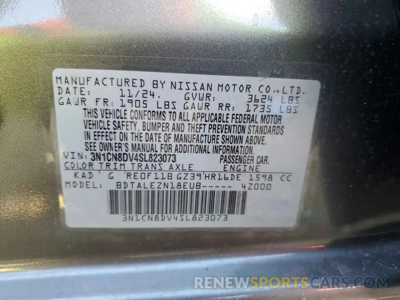14 Photograph of a damaged car 3N1CN8DV4SL823073 NISSAN VERSA 2025