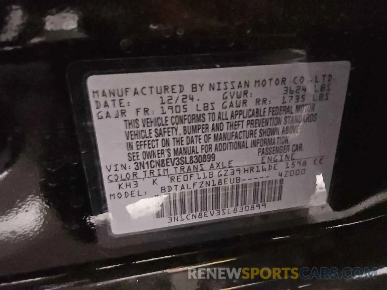 12 Фотография поврежденного автомобиля 3N1CN8EV3SL830899 NISSAN VERSA 2025