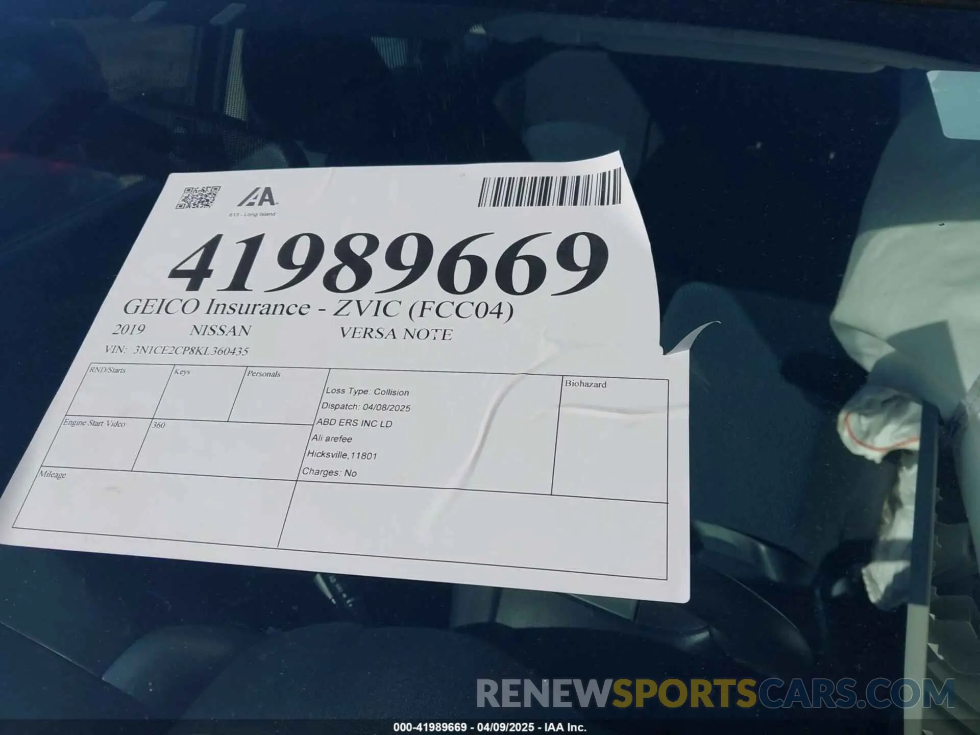 18 Фотография поврежденного автомобиля 3N1CE2CP8KL360435 NISSAN VERSA NOTE 2019
