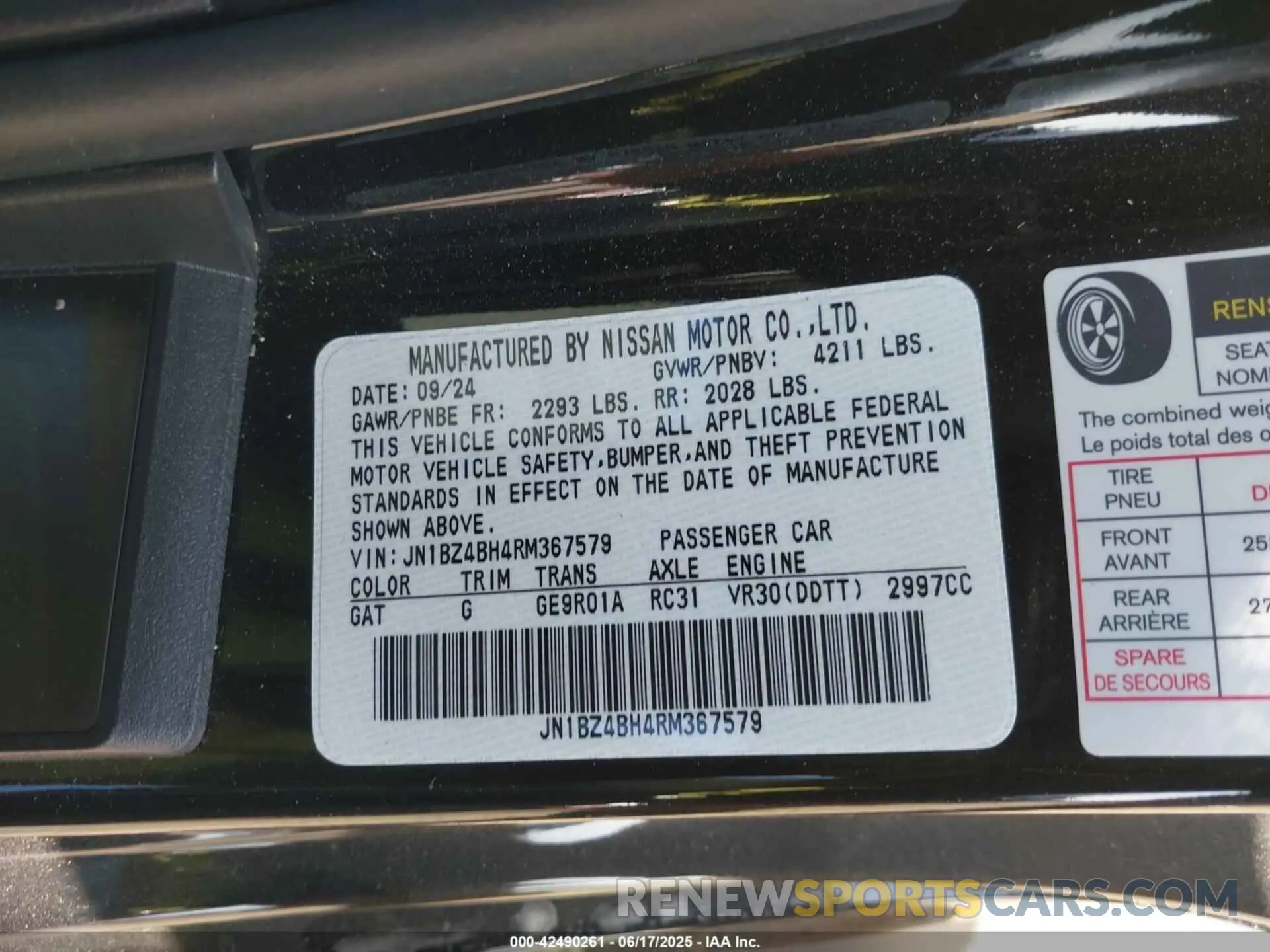 9 Photograph of a damaged car JN1BZ4BH4RM367579 NISSAN Z 2024