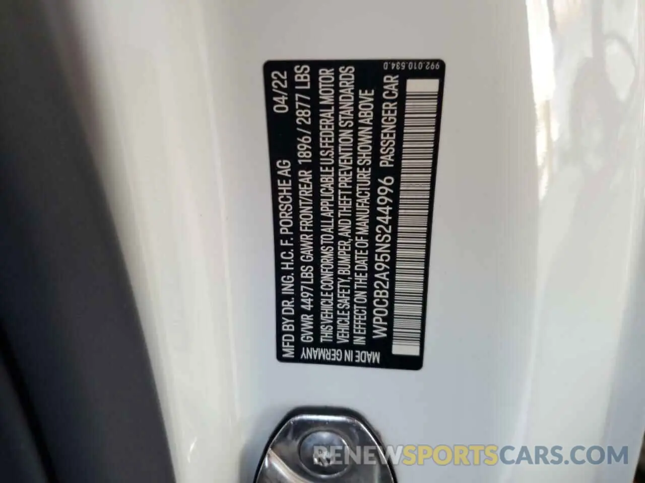 12 Фотография поврежденного автомобиля WP0CB2A95NS244996 PORSCHE 911 2022