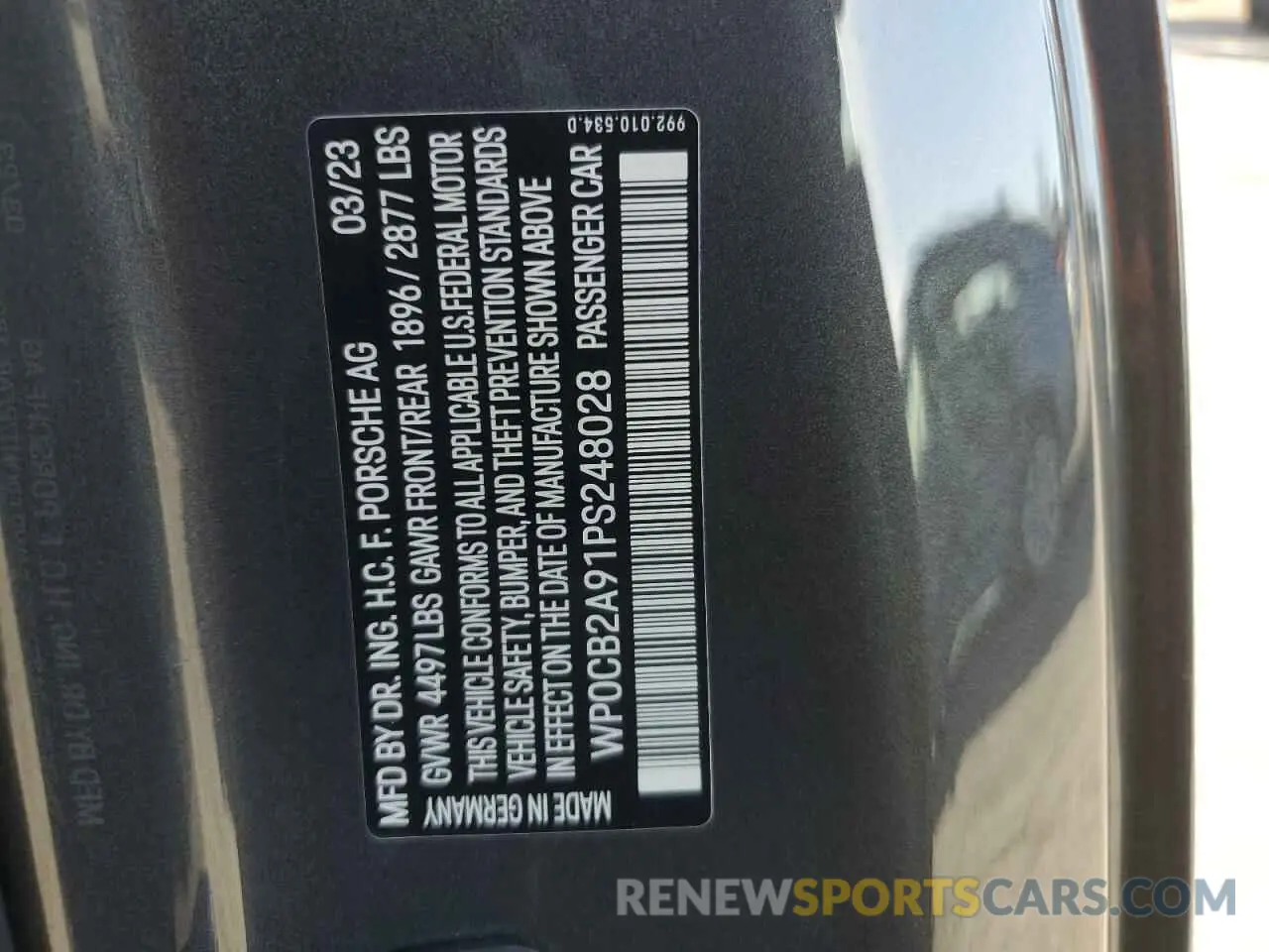 14 Фотография поврежденного автомобиля WP0CB2A91PS248028 PORSCHE 911 2023