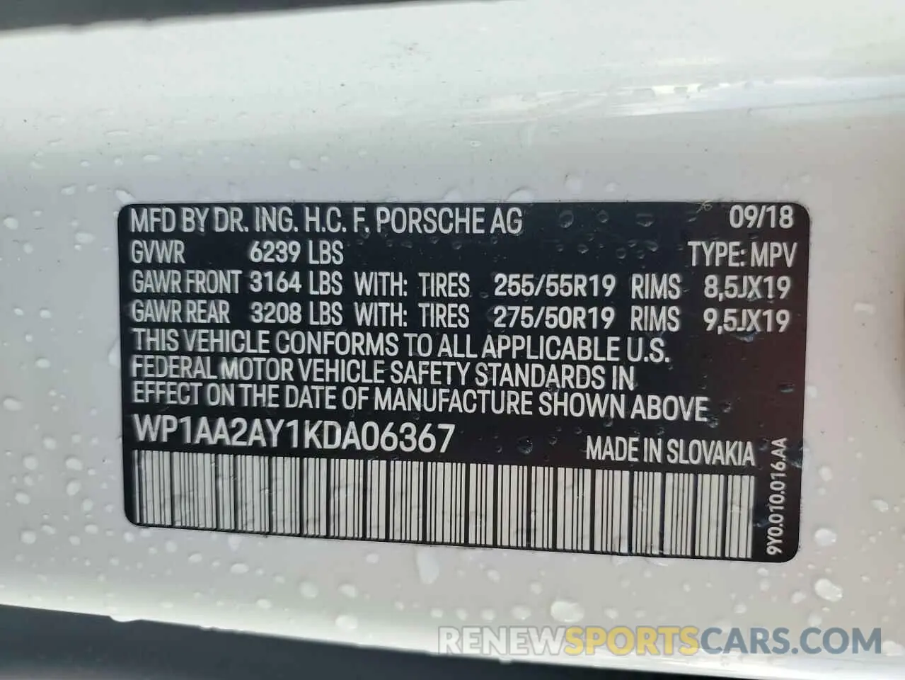 14 Photograph of a damaged car WP1AA2AY1KDA06367 PORSCHE CAYENNE 2019