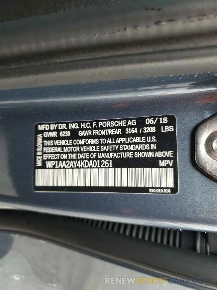 13 Фотография поврежденного автомобиля WP1AA2AY4KDA01261 PORSCHE CAYENNE 2019