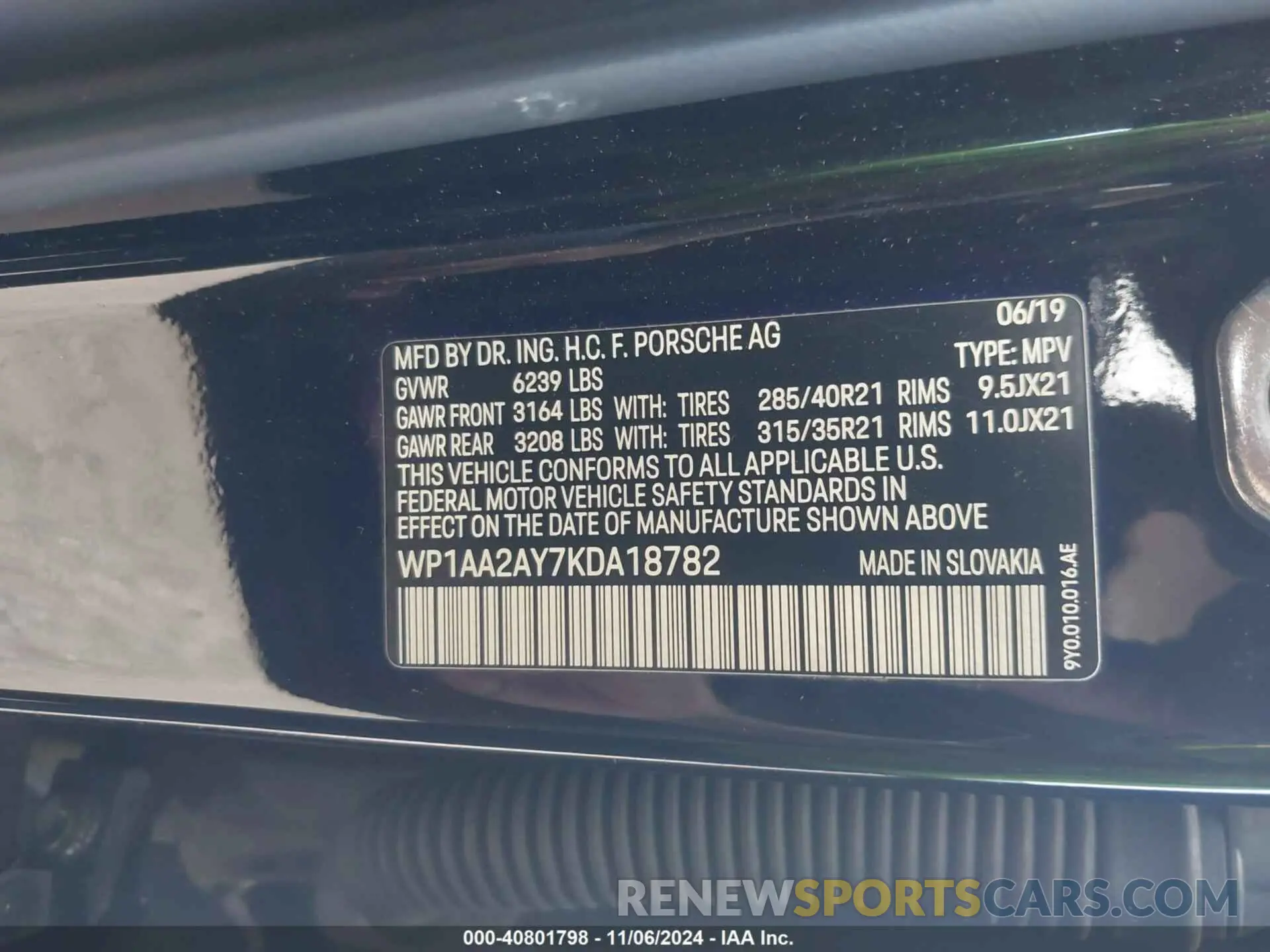 9 Photograph of a damaged car WP1AA2AY7KDA18782 PORSCHE CAYENNE 2019