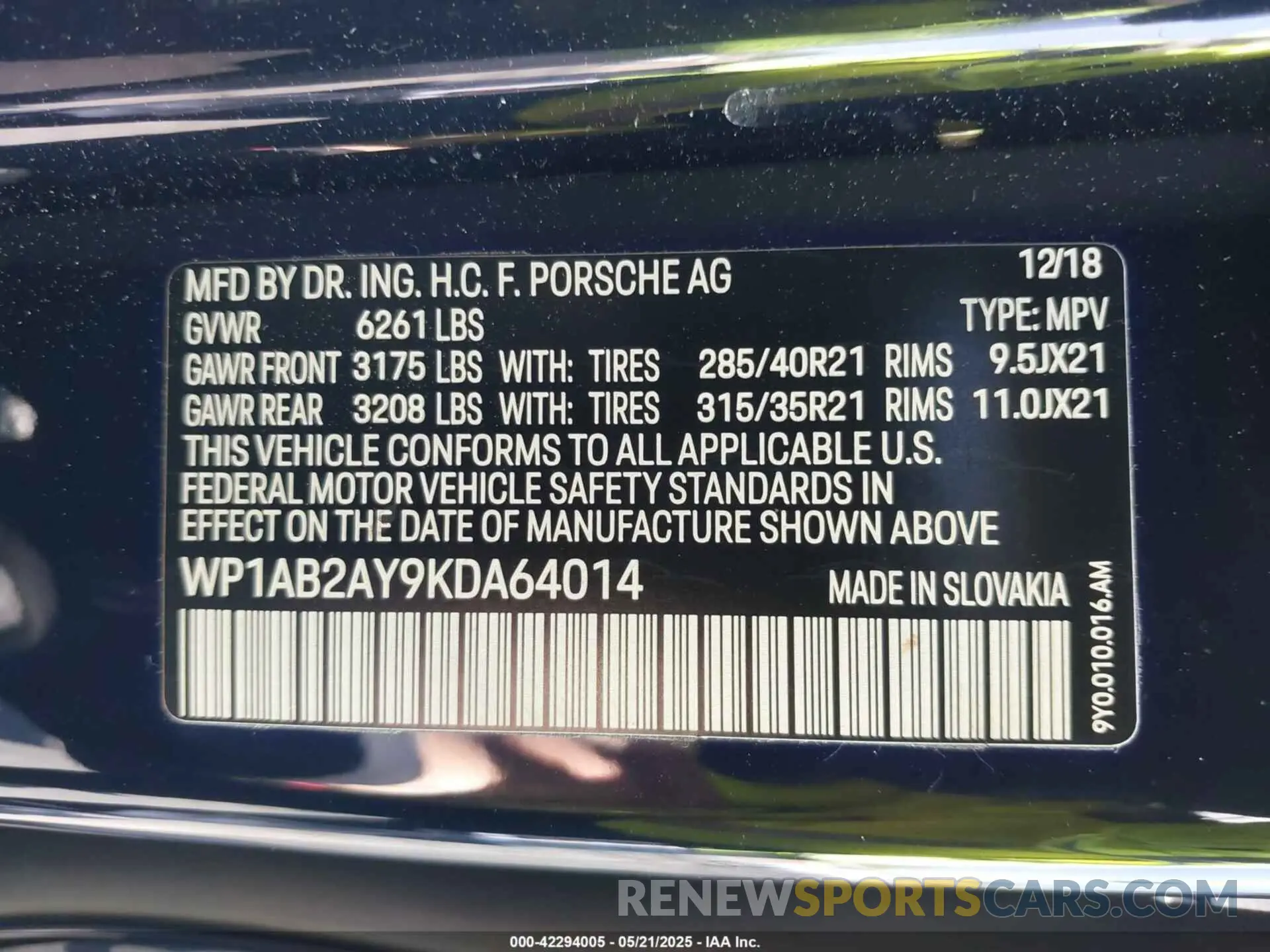 9 Photograph of a damaged car WP1AB2AY9KDA64014 PORSCHE CAYENNE 2019