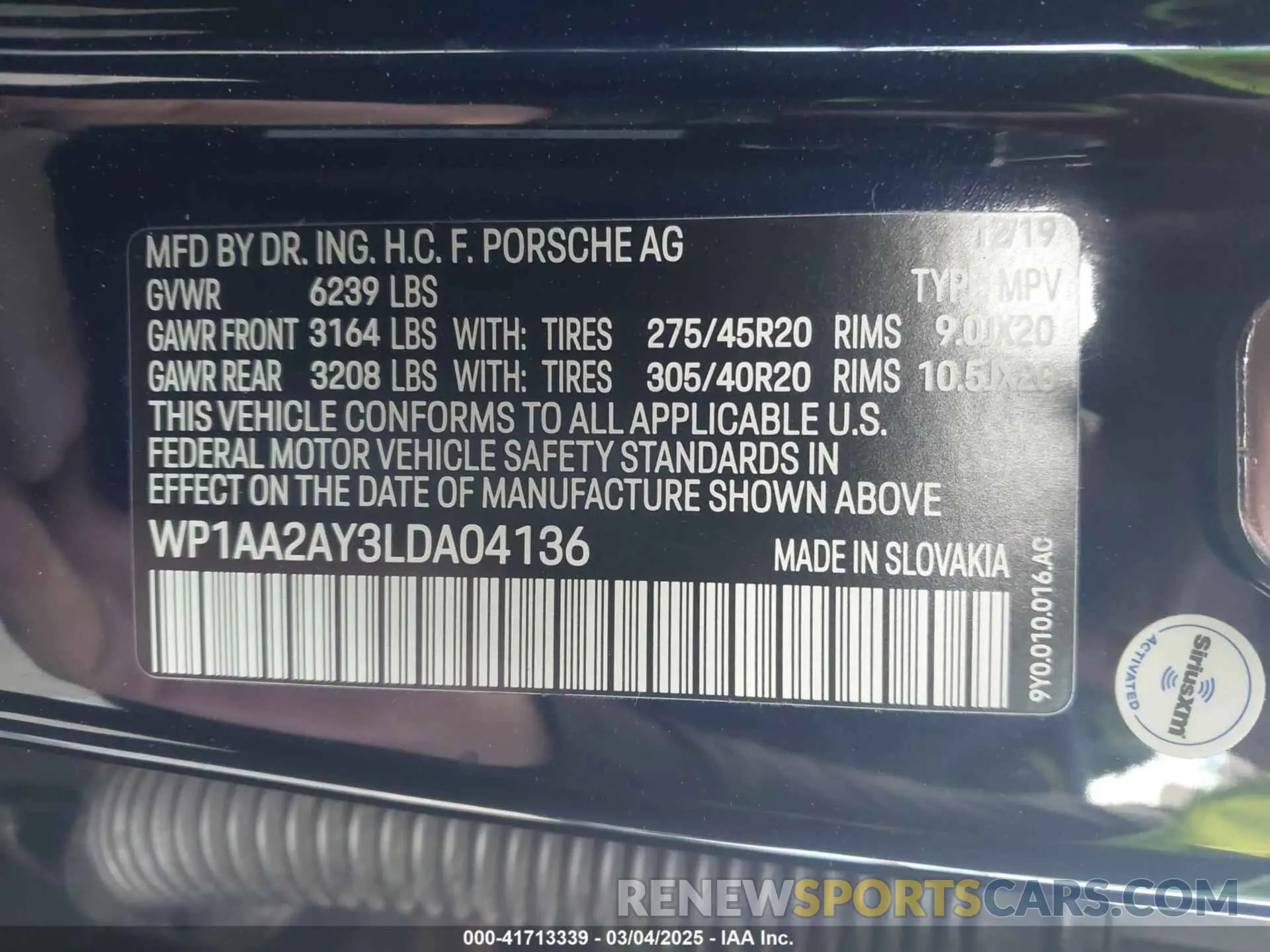 9 Фотография поврежденного автомобиля WP1AA2AY3LDA04136 PORSCHE CAYENNE 2020
