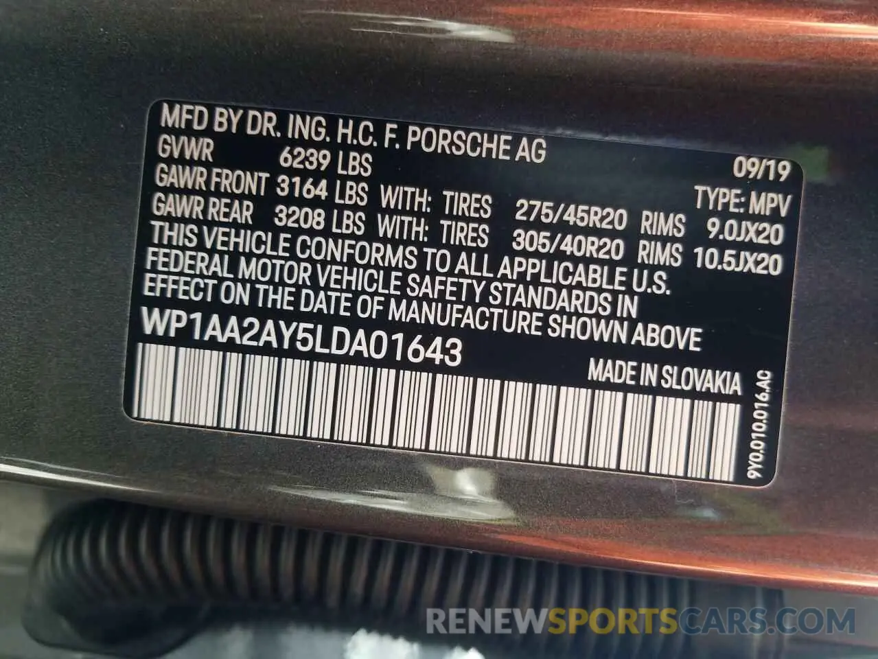 10 Фотография поврежденного автомобиля WP1AA2AY5LDA01643 PORSCHE CAYENNE 2020