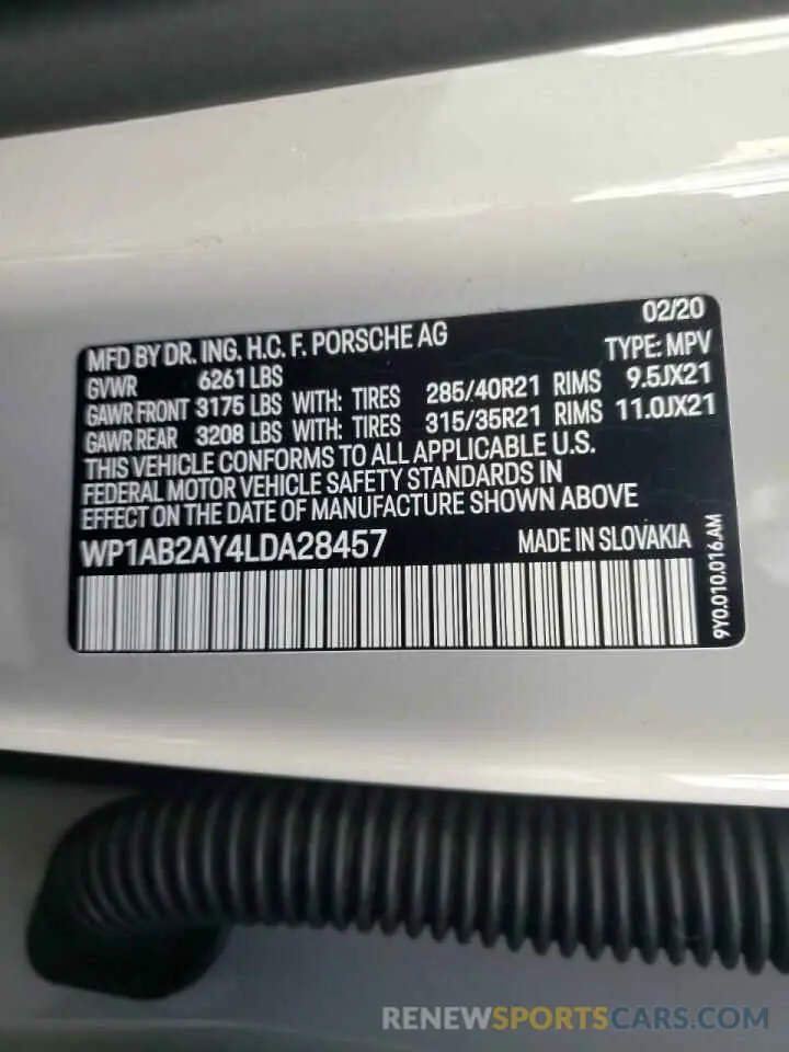 10 Фотография поврежденного автомобиля WP1AB2AY4LDA28457 PORSCHE CAYENNE 2020